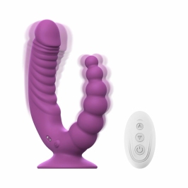 Teazers Double Vibrator Purple - Dual Action Model with Suction Cup & Remote