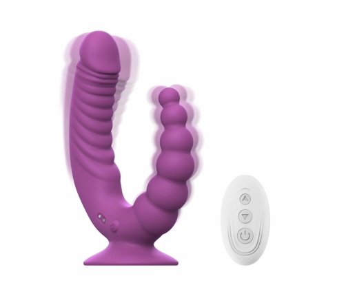 Teazers Double Vibrator Purple - Dual Action Model with Suction Cup & Remote