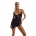 Obsessive Chemise & Thong Black Lingerie Set Elegant Mesh Lace