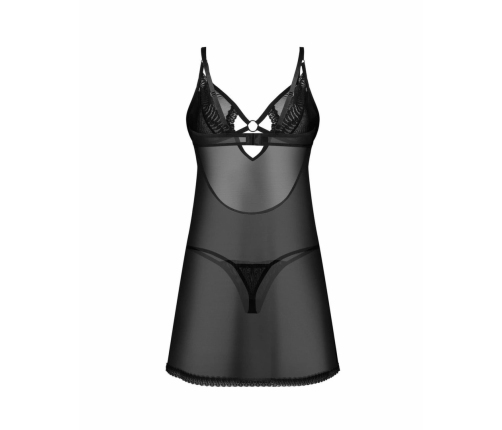 Obsessive Chemise & Thong Black Lingerie Set Elegant Mesh Lace