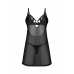 Obsessive Chemise & Thong Black Lingerie Set Elegant Mesh Lace