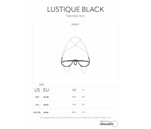Obsessive Lustique Harness Bra Black - Adjustable Decorative Chain Top S/M/L
