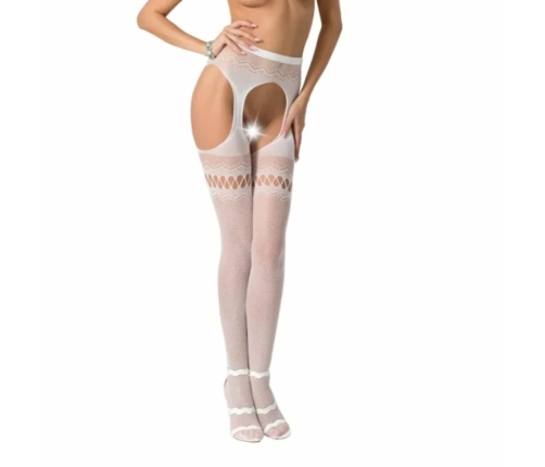 Passion S013 White Mesh & Lace Open-Back Lingerie Briefs One Size