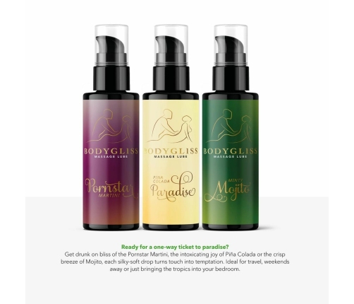 BodyGliss Travel Edition 3-Pack Lubricant Set Tropical Cocktail Scents