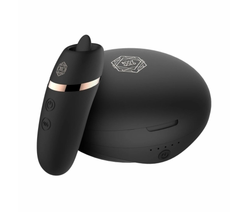 Rosy Gold Licking Stimulator Black with Premium Charging Case - Compact Design