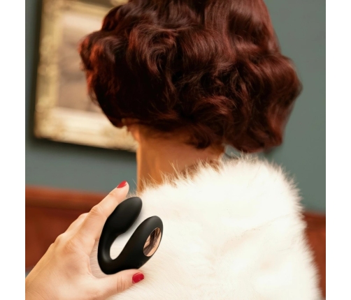 Rosy Gold C-Shape Black - Multi-Zone Vibrator with Luxury Charging Case