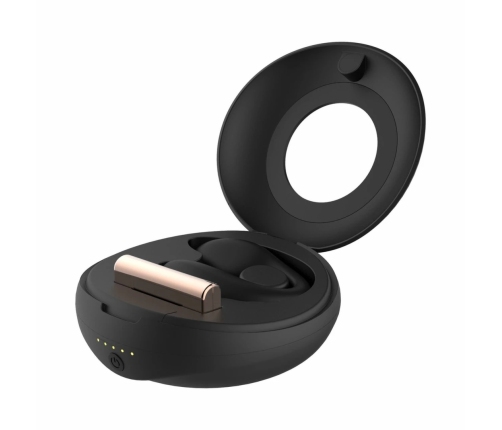 Rosy Gold C-Shape Black - Multi-Zone Vibrator with Luxury Charging Case