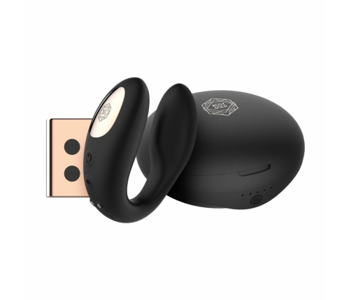 Rosy Gold C-Shape Black - Multi-Zone Vibrator with Luxury Charging Case