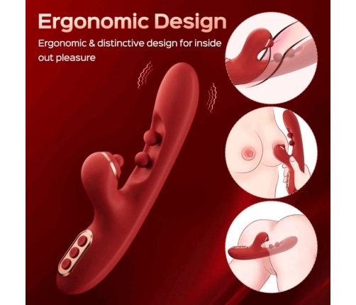 HoneyPlayBox Tickler Red - Wiggling & Tapping Multi-Function Vibrator