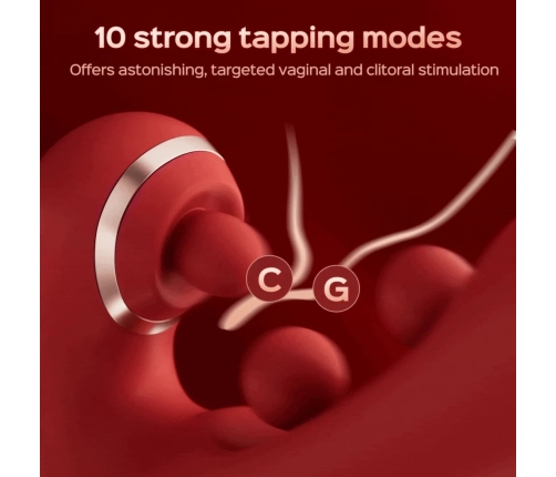 HoneyPlayBox Tickler Red - Wiggling & Tapping Multi-Function Vibrator