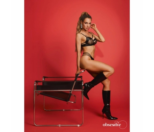 Obsessive Dominna 2-Piece Lingerie Set Black - Adjustable Straps & Mesh