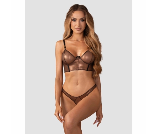 Obsessive Soranna Brown Corset Set with Structured Design & Garter Straps S/M