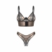 Obsessive Soranna Two-Piece Mesh Lingerie Set Brown - Adjustable Fit