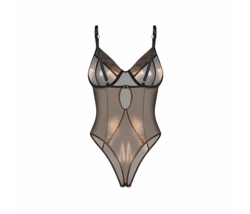 Obsessive Soranna Brown Mesh Teddy with Open Detail, Adjustable Fit