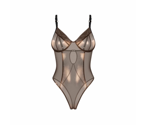 Obsessive Soranna Brown Open Design Mesh Teddy with Underwire, S/M