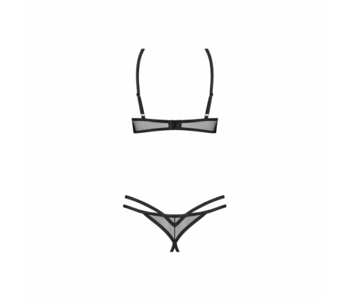 Obsessive Euridia 2-Piece Open Set Black - Geometric Straps & Underwire XL/XXL