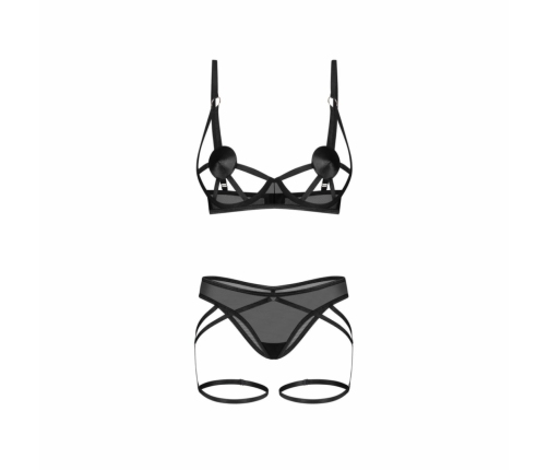Obsessive Euridia Black 2-Piece Set with Geometric Strap Design XS/S