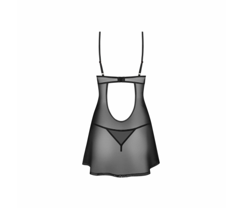 Obsessive Euridia Chemise & Tanga Set Black - Elegant Lingerie Ensemble