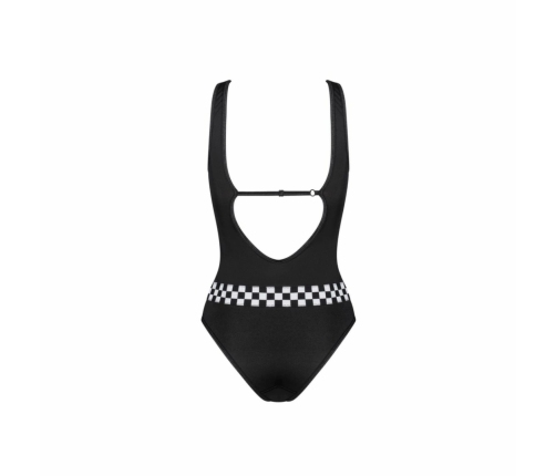 Obsessive Rallien Black Bodysuit with Sporty Racing Accents, Adjustable Fit