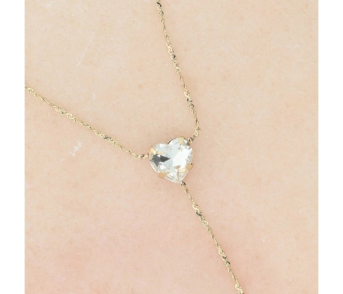 Otazu Love Anklet Crystal Heart Transparent - Adjustable Elegant Jewelry One Size