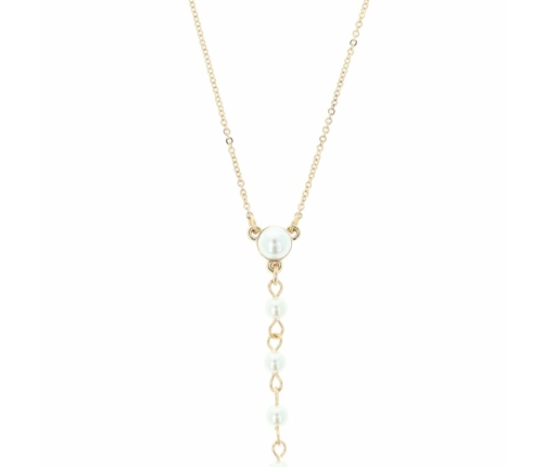 Otazu Pearl Anklet Cream - Elegant Adjustable Chain with Pearls One Size