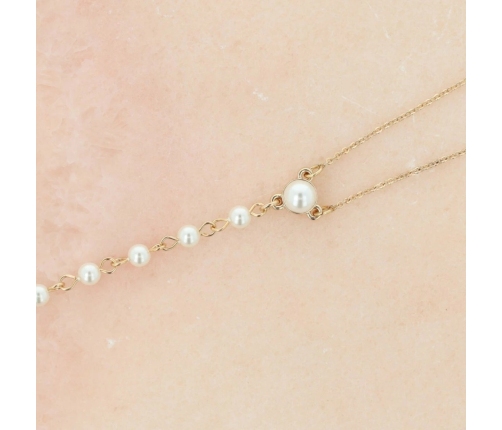 Otazu Pearl Anklet Cream - Elegant Adjustable Chain with Pearls One Size