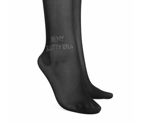 Obsessive Norless Era Black Tights with Decorative Lettering, Size Universal S/M