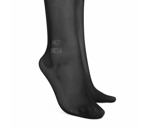 Obsessive Norless Mesh Open Design Tights Black - Decorative HOT MESS Detail S/M