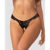 Obsessive Trinise Black Lace Thong with Pearl Accent, Open Design 2XL/3XL
