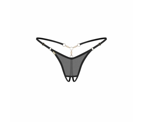 Obsessive Oxaria Black Thong with Decorative Gold Elements Adjustable Fit L/XL