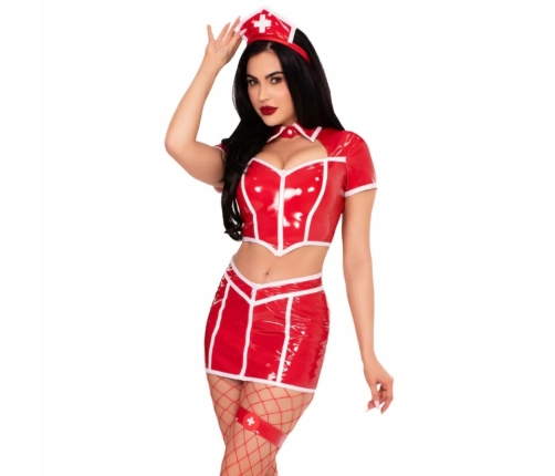Leg Avenue Red Alert Nurse Costume Red - Glossy Party Outfit S