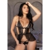 Leg Avenue Babydoll Set Black - Lace & Mesh, Adjustable Straps, Open Detail L