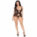 Leg Avenue Babydoll Set with Sheer Mesh & Lace, Black, Adjustable Fit S