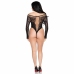 Leg Avenue Lace Teddy Black - Elegant Floral Lace Bodysuit, S/M