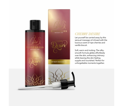 BodyGliss Cherry Desire Massage Oil & Lubricant 150ml Vitamin E Care