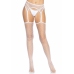 Leg Avenue White Mesh Pantyhose with Integrated Garter Belt, One Size