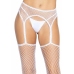 Leg Avenue White Mesh Pantyhose with Integrated Garter Belt, One Size