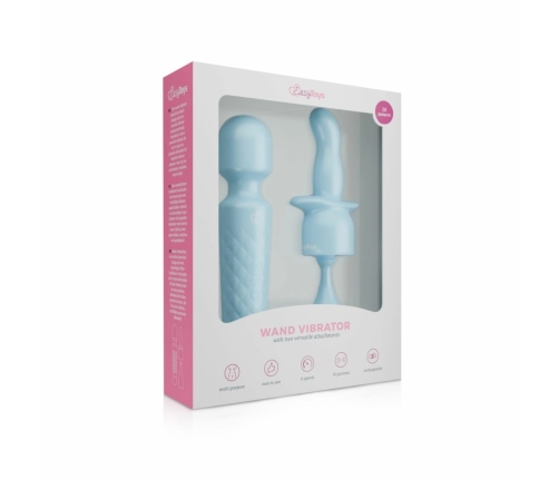 EasyToys Mini Wand Vibrator Blue - 18 Modes, USB Rechargeable, Silicone