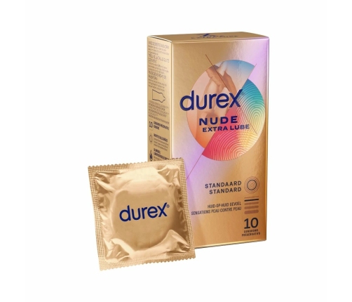 Durex Nude Extra Lubricant Ultra-Thin Protective Condoms 10-Pack