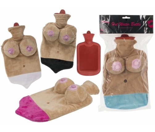 Out of the Blue Hot Water Bottle Soft Cover Bust Shape 1L Pink