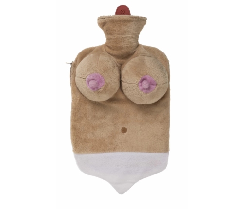 Out of the Blue Hot Water Bottle Soft Cover Bust Shape 1L Pink