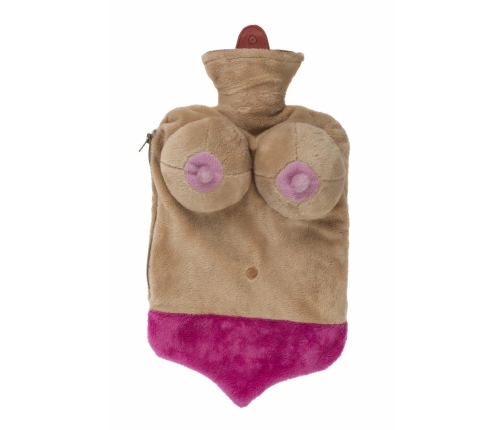 Out of the Blue Hot Water Bottle Soft Cover Bust Shape 1L Pink