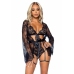 Allure All Romance Black Lace Lingerie Set with Elegant Jacket - Adjustable Fit