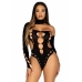 Leg Avenue Black Asymmetric Bodysuit with Open Back - Elegant Design One Size