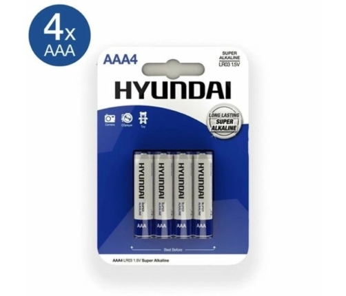 Hyundai Baterie AAA 1.5V 4 sztuki długotrwałe zasilanie alkaliczne