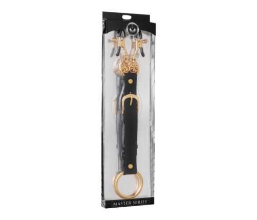 Master Series Gold Chain Adjustable Pressure Nipple Clamp & Ring Set 62cm