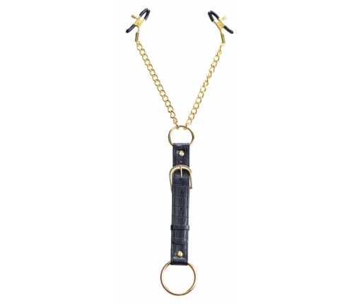 Master Series Gold Chain Adjustable Pressure Nipple Clamp & Ring Set 62cm
