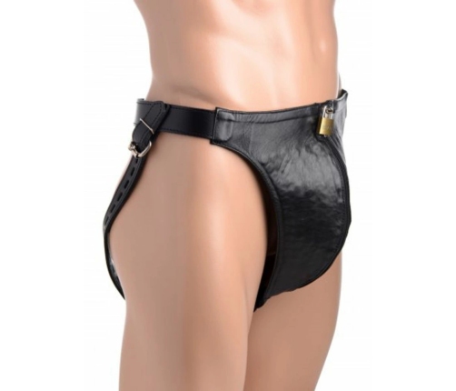 Master Series Spiked Leather Jockstrap with Adjustable Straps, Black