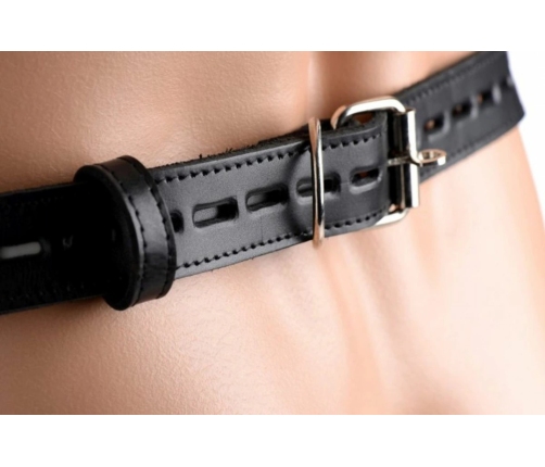 Master Series Spiked Leather Jockstrap with Adjustable Straps, Black