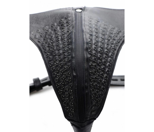 Master Series Spiked Leather Jockstrap with Adjustable Straps, Black